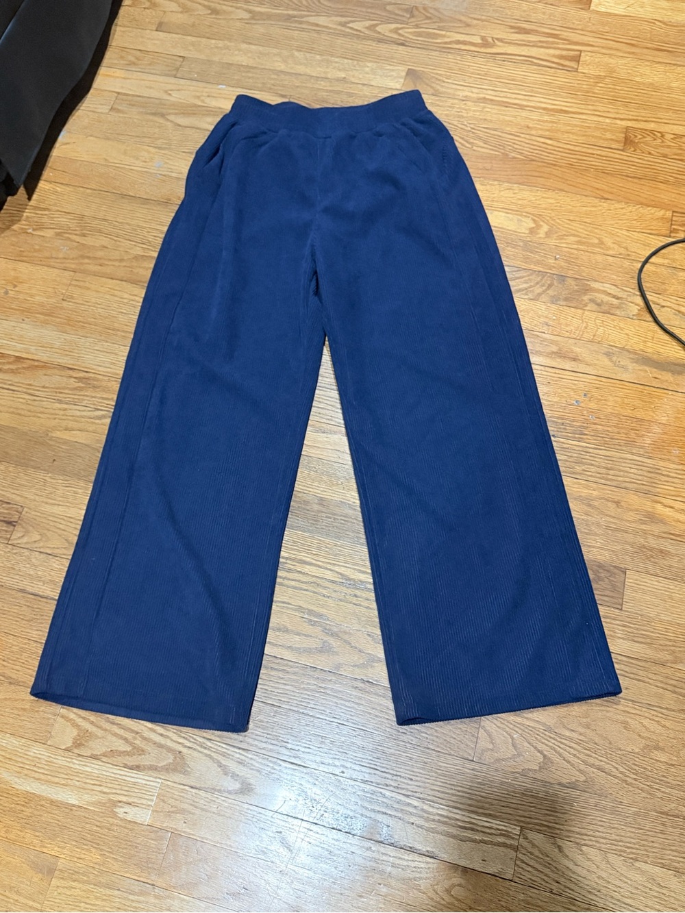 HALARA Navy Wide-Leg Women Corduroy Pull on Pants M
